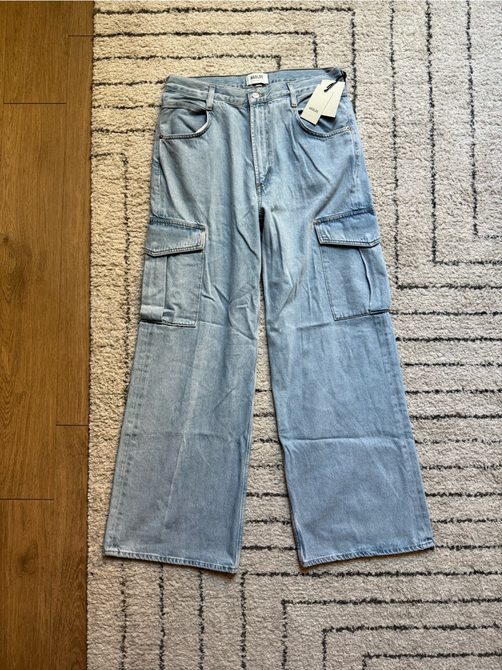 Agolde Light Wash Wide-Leg Cargo Jeans